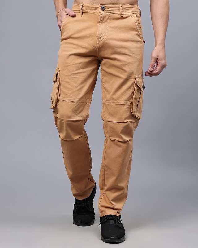 Shop Men's Brown Cargo Jeans-Front