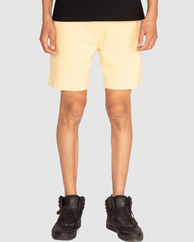 Shop Men's Yellow Cotton Lounge Shorts-Front