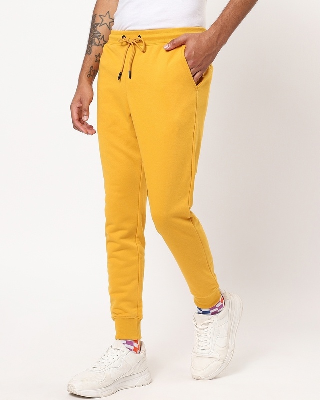 Shop Men's Yellow Joggers-Front