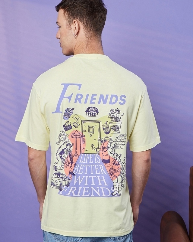 Shop Men's Yellow Life is Better All Over Printed Oversized T-shirt-Front