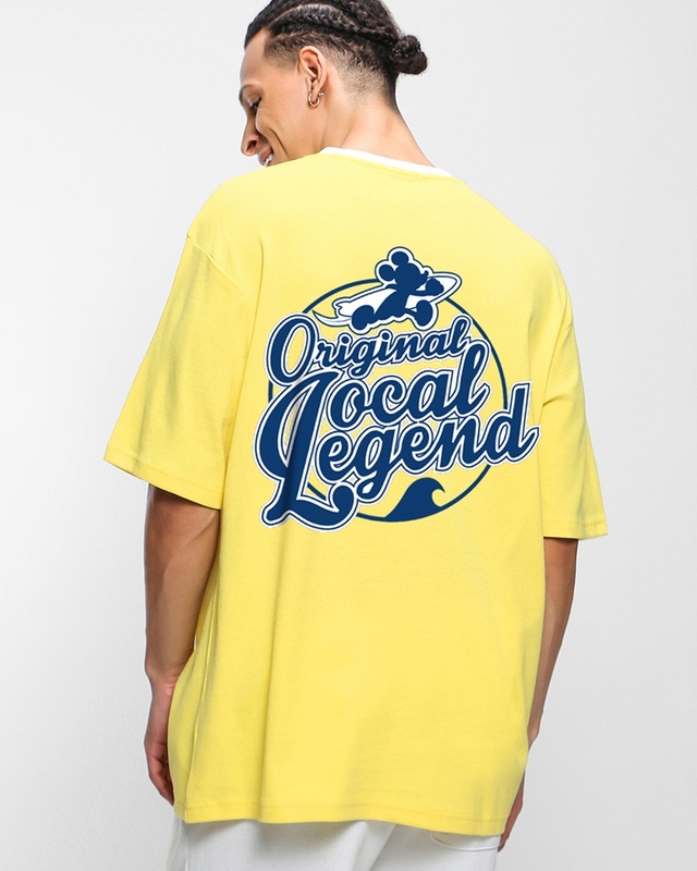 Shop Men's Yellow Local Legend Graphic Printed Oversized T-shirt-Front