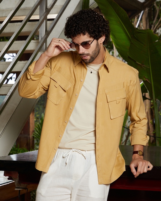 Men's Yellow Loose Fit Shirt