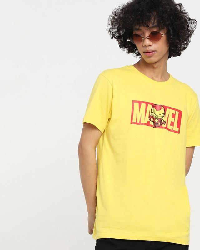 Shop Men's Yellow Marvelous Ironman T-shirt-Front
