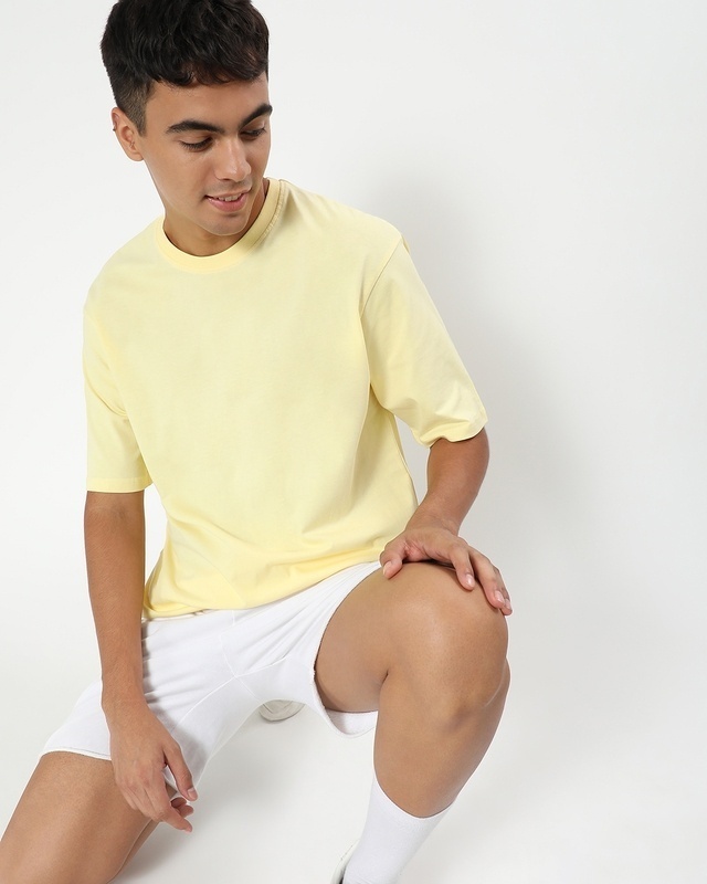 Shop Men's Yellow Oversized T-shirt-Front