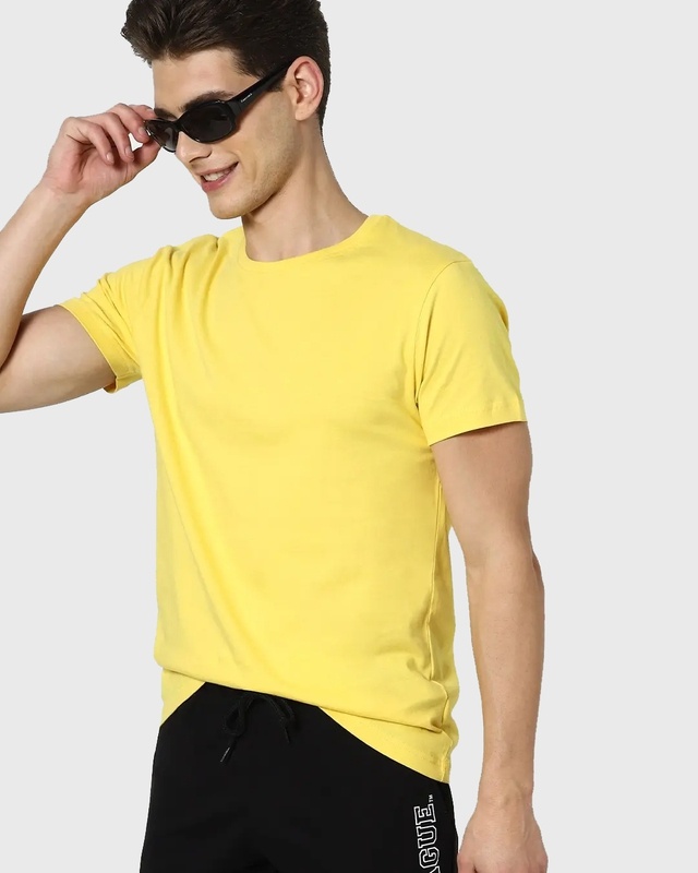 Shop Men's Yellow Plus Size T-shirt-Front