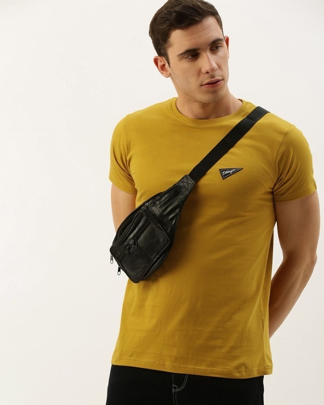 Shop Men's Yellow Solid T-shirt-Front