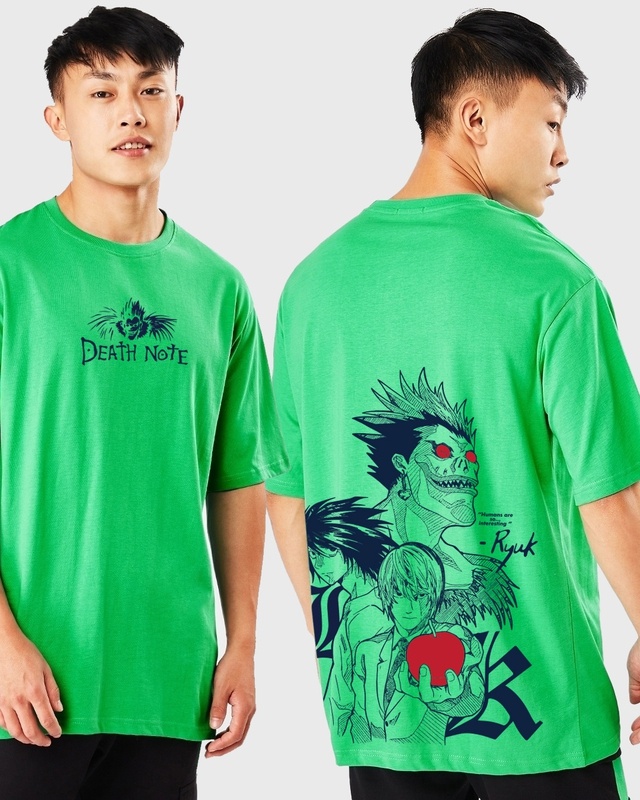 Shop Men's Deep Mint Green Shinigami Ryuk Graphic Printed Oversized T-shirt-Front
