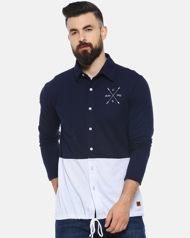 Shop Men Solid Stylish New Trends Casual Spread Shirt-Front
