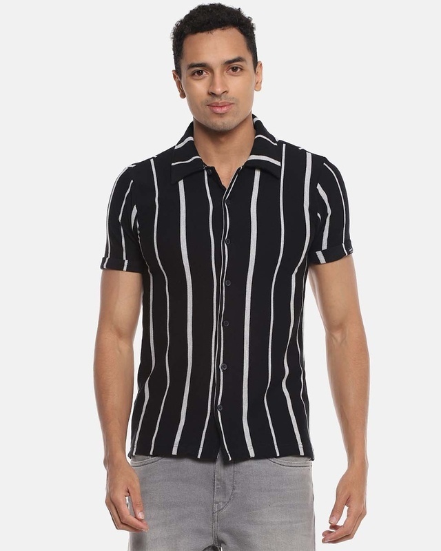 Shop Men Striped Stylish Half Sleeve Casual Shirt-Front