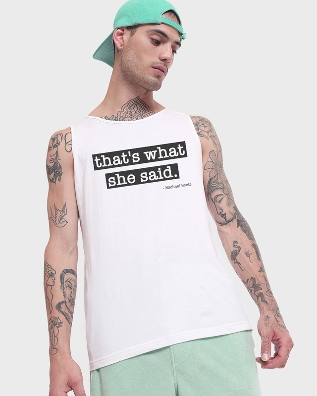 Shop Men's White That's What She Said Typography Vest-Front