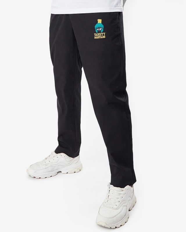 Shop Men's Black Varsity Martians Typography Plus Size Pyjamas-Front