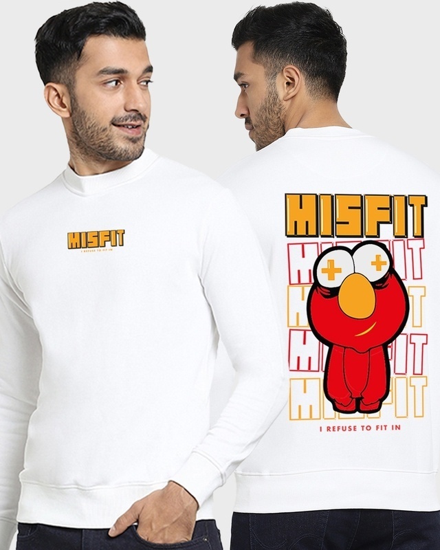 Shop Men's White Misfit Graphic Printed Sweatshirt-Front
