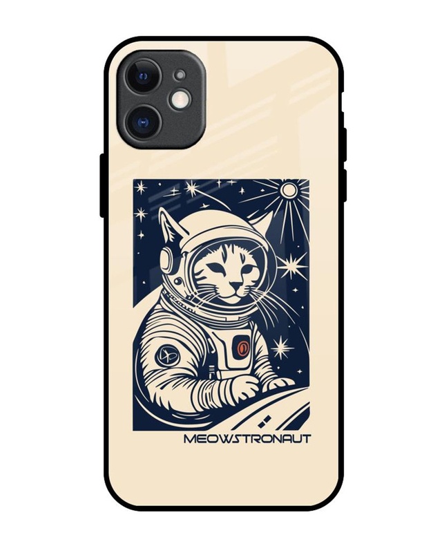 Meowstronaut Premium Glass Cover for Apple iPhone 11-Front Bewakoof Shop Meowstronaut Premium Glass Cover for Apple iPhone 11-Front