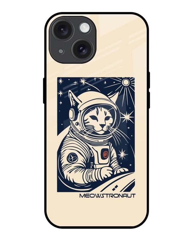 Shop Meowstronaut Premium Glass Cover for Apple iPhone 15-Front