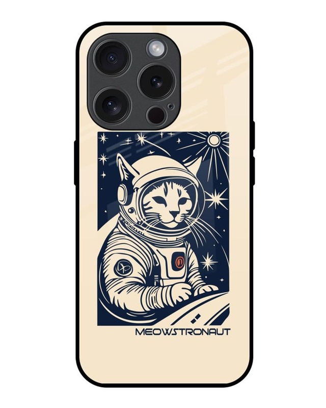 Shop Meowstronaut Premium Glass Cover for Apple iPhone 15 Pro-Front