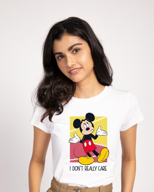 Shop Mickey Don't Care Half Sleeve T-Shirt (DL)-Front