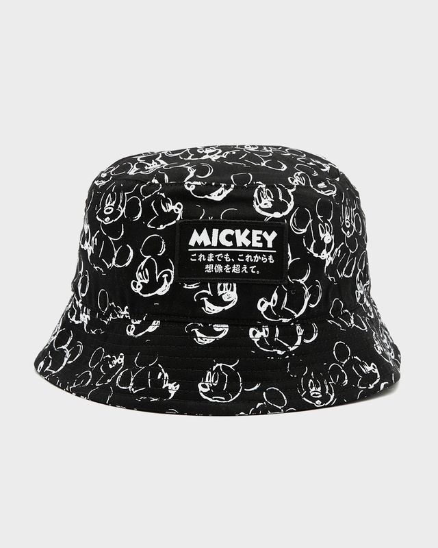 Shop Unisex Black Mickey Doodle Printed Bucket Hat-Front