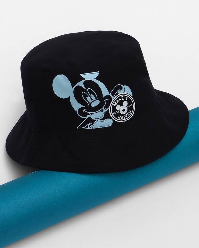 Shop Unisex Black Mickey Hyperprint Bucket Hat-Front
