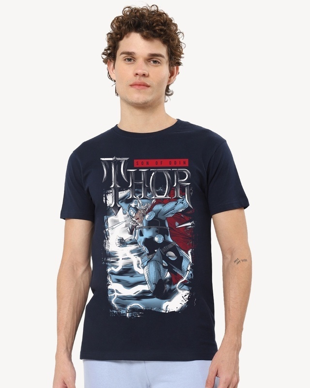 Shop Men's Blue Mighty Thor Graphic Printed T-shirt-Front