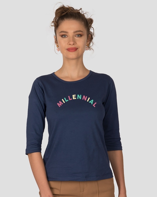 Shop Millennial 3/4th Sleeve Slim Fit T-Shirt-Front