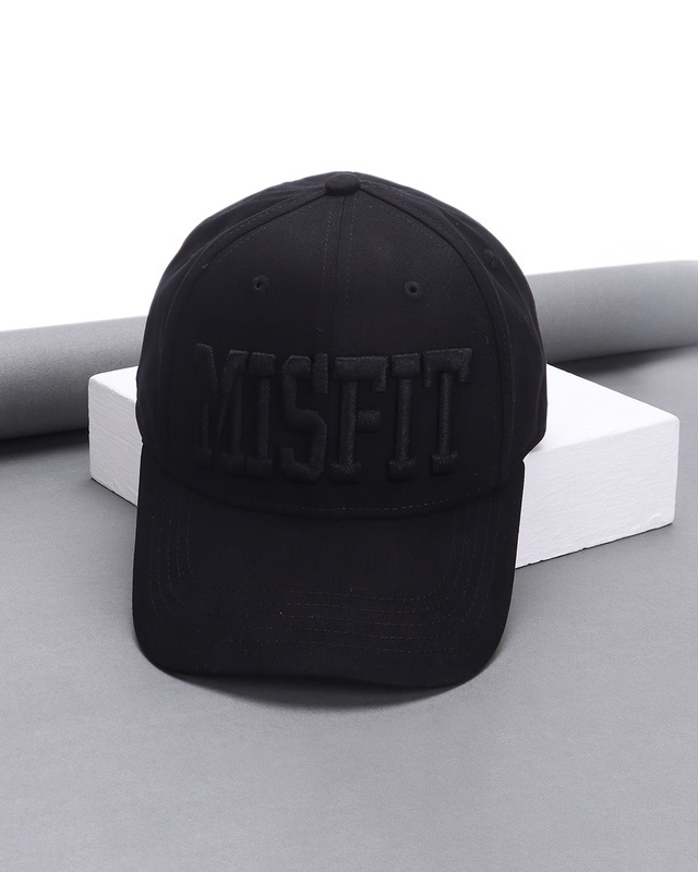 Shop Unisex Black Misfit Printed Baseball Cap-Front