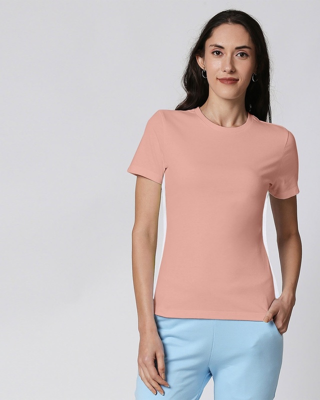 Shop Misty Pink - White Contrast Side Seam T-Shirt-Front
