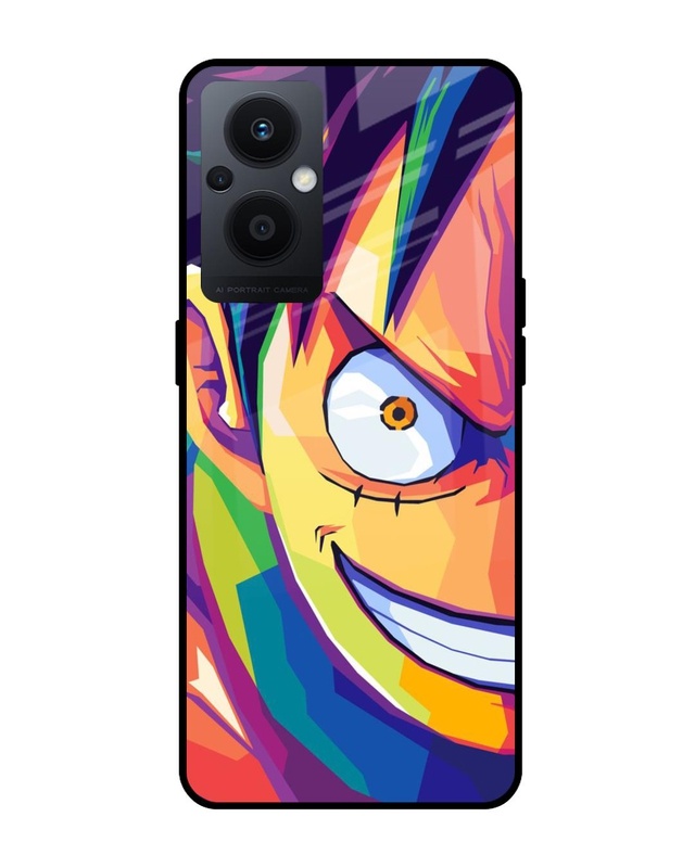 Shop Monkey Wpap Pop Art Premium Glass Case for Oppo F21s Pro 5G (Shock Proof,Scratch Resistant)-Front