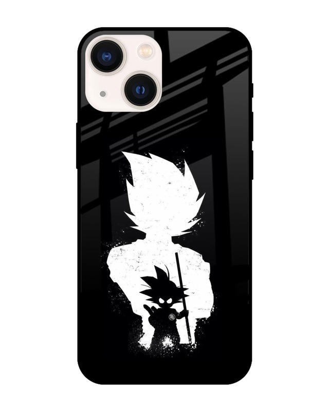 Shop Monochrome Goku Premium Glass Case for iPhone 14 Plus (Shock Proof, Scratch Resistant)-Front