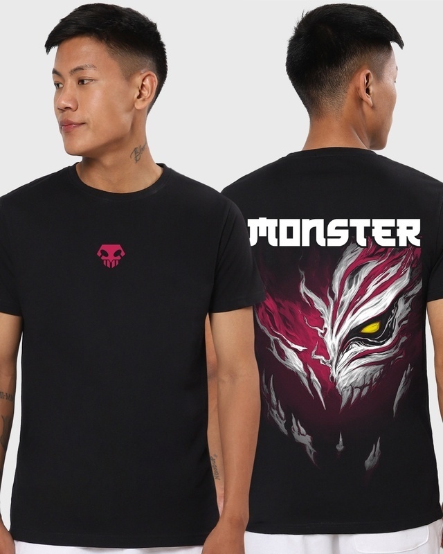 Shop Men's Black Monster Graphic Printed T-shirt-Front