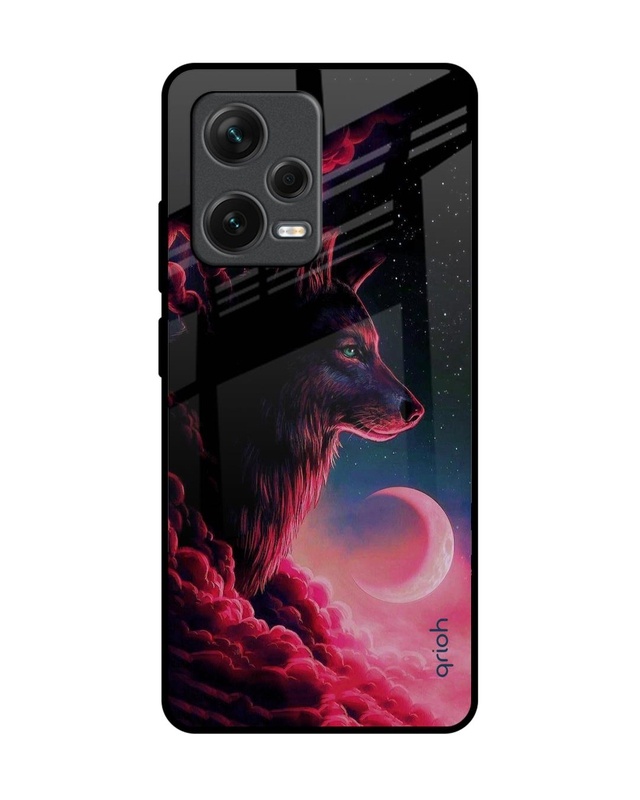 Shop Moon Wolf Premium Glass Case for Redmi Note 12 Pro+ 5G (Shock Proof, Scratch Resistant)-Front