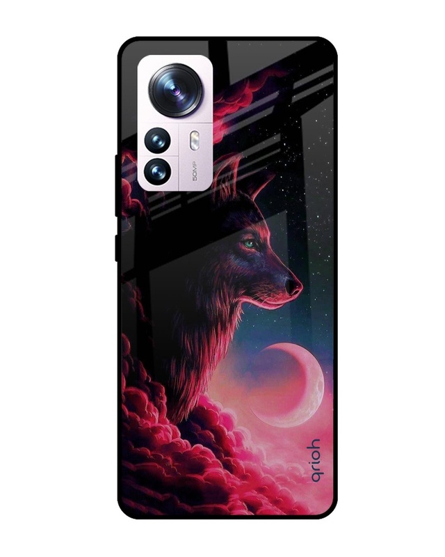 Shop Moon Wolf Printed Premium Glass Cover For Mi 12 Pro 5G (Impact Resistant, Matte Finish)-Front