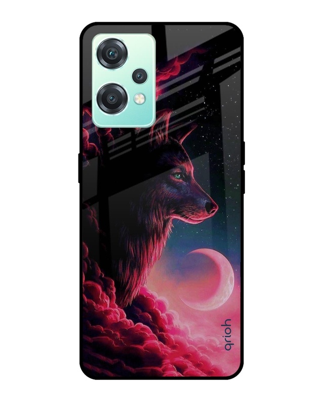 Shop Moon Wolf Printed Premium Glass Cover For OnePlus Nord CE 2 Lite 5G (Impact Resistant, Matte Finish)-Front
