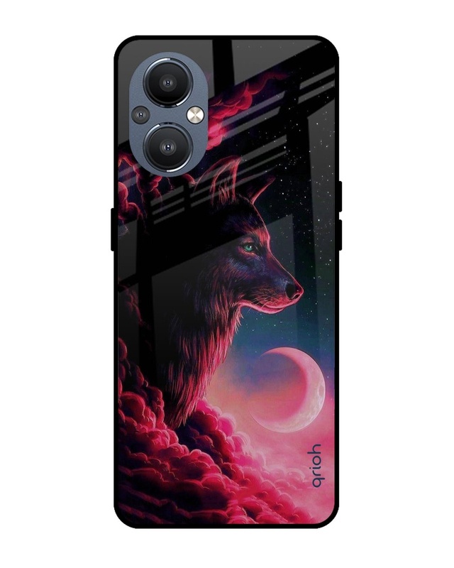 Shop Moon Wolf Printed Premium Glass Cover For OnePlus Nord N20 5G (Impact Resistant, Matte Finish)-Front