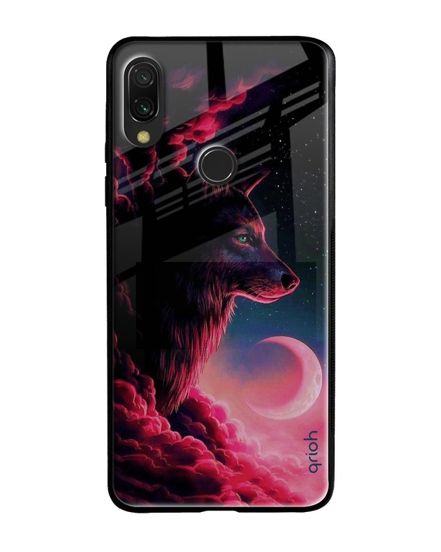 Shop Moon Wolf Printed Premium Glass Cover For Xiaomi Redmi Note 7S (Impact Resistant, Matte Finish)-Front