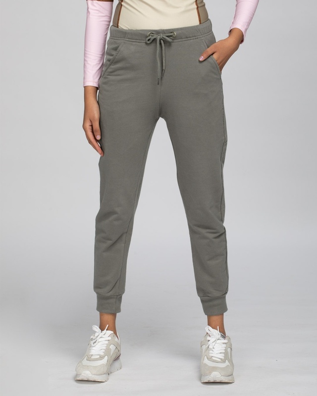 Shop Women's Grey Casual Joggers-Front