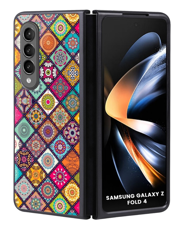 Shop Multicolor Mandala Premium Glass Case for Samsung Galaxy Z Fold4 5G (Shock Proof, Scratch Resistant)-Front