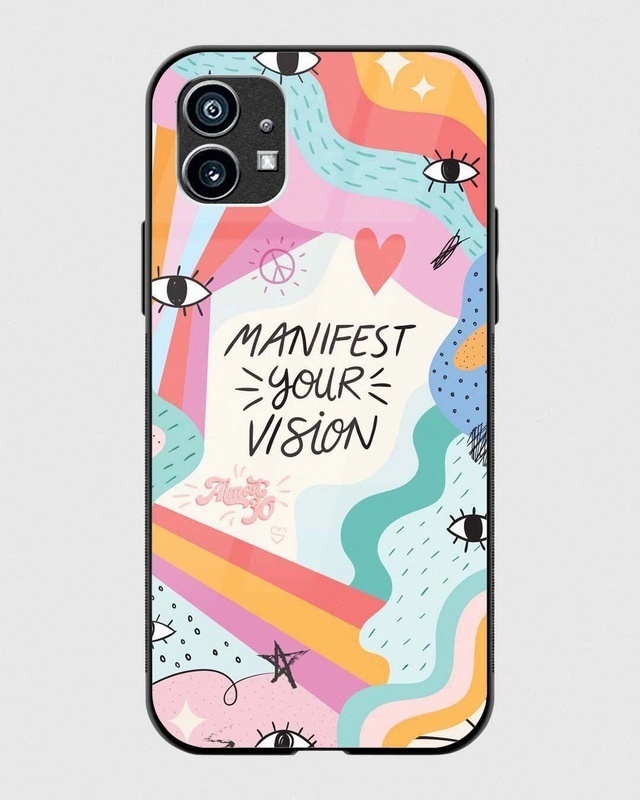 Shop MultiColor Manifest Your Vision Premium Glass Case for Nothing Phone (1)-Front