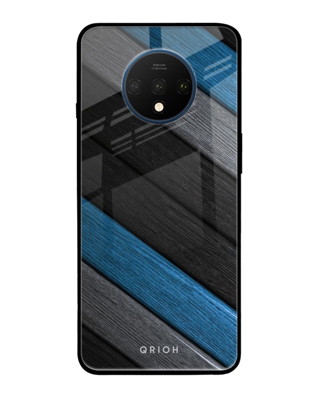Shop Multicolor Wooden Effect Premium Glass Case for OnePlus 7T (Shock Proof, Scratch Resistant)-Front