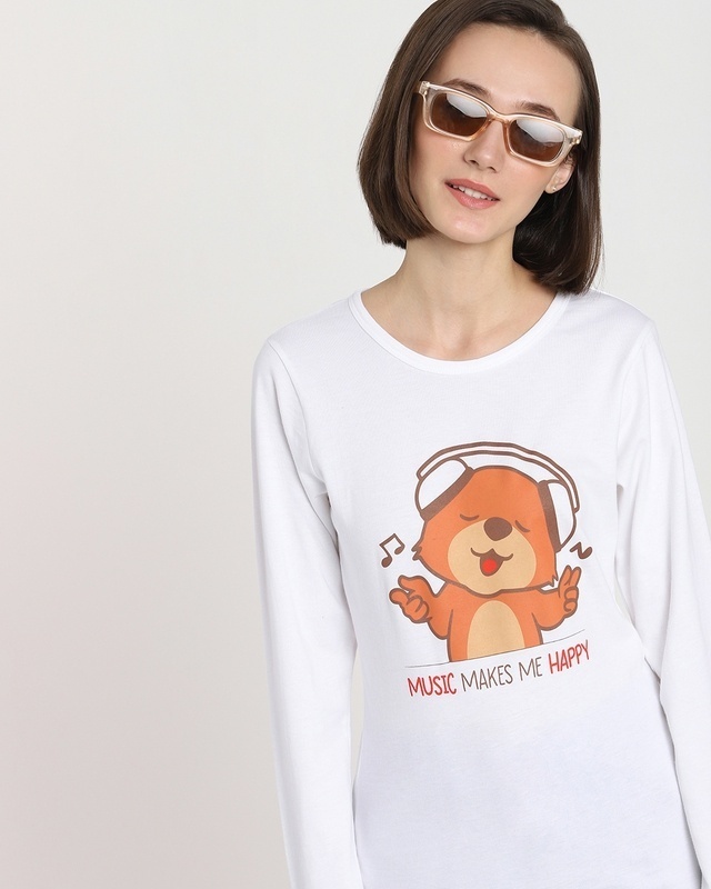 Shop Music Bear Full Sleeve T-Shirt-Front