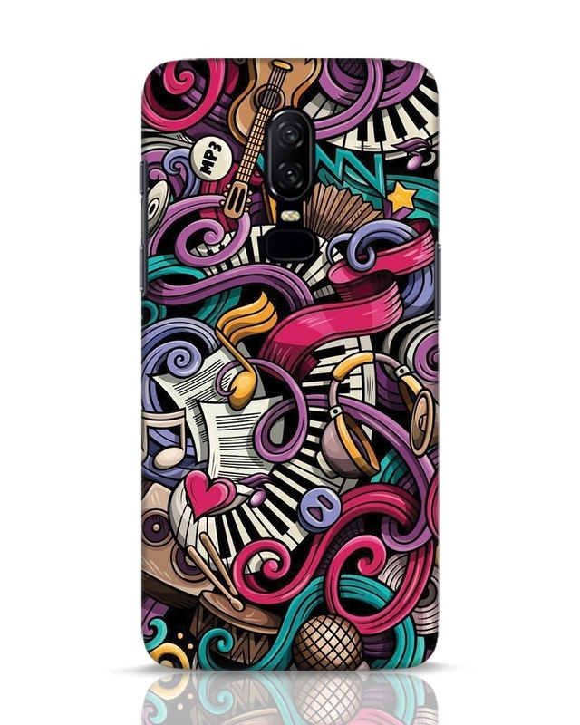 Shop Music Graffiti Designer Hard Cover for OnePlus 6-Front