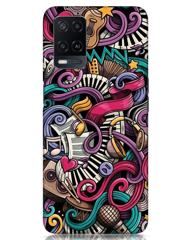 Shop Music Graffiti Designer Hard Cover for Oppo A54-Front