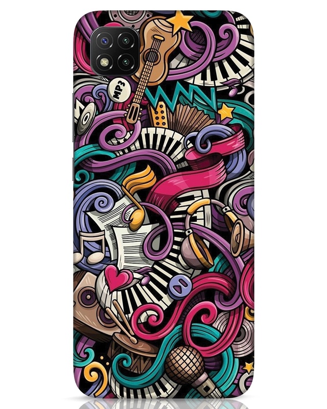 Shop Music Graffiti Designer Hard Cover for Xiaomi Poco C3-Front