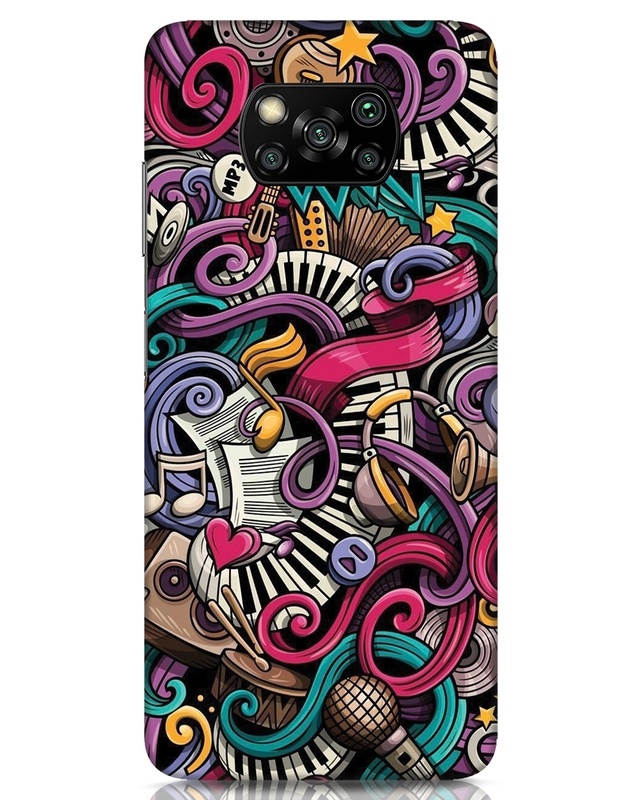 Shop Music Graffiti Designer Hard Cover for Xiaomi Poco x3-Front