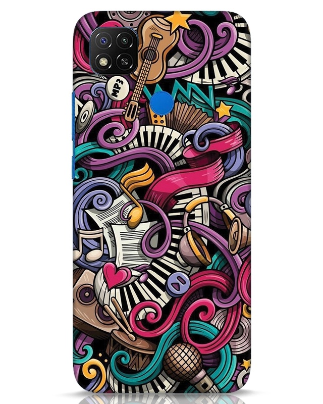 Shop Music Graffiti Designer Hard Cover for Xiaomi Redmi 9-Front