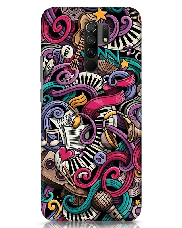 Shop Music Graffiti Designer Hard Cover for Xiaomi Redmi 9 Prime-Front