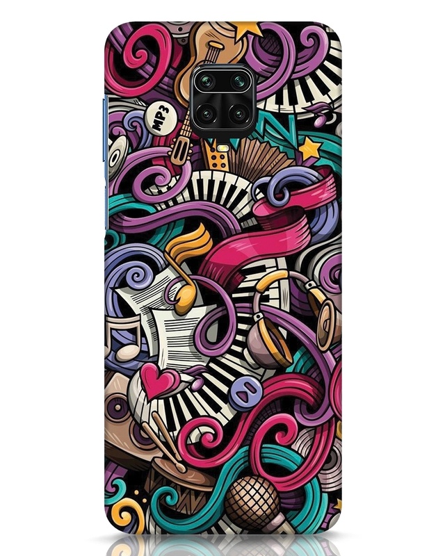 Shop Music Graffiti Designer Hard Cover for Xiaomi Redmi Note 9 Pro Max-Front
