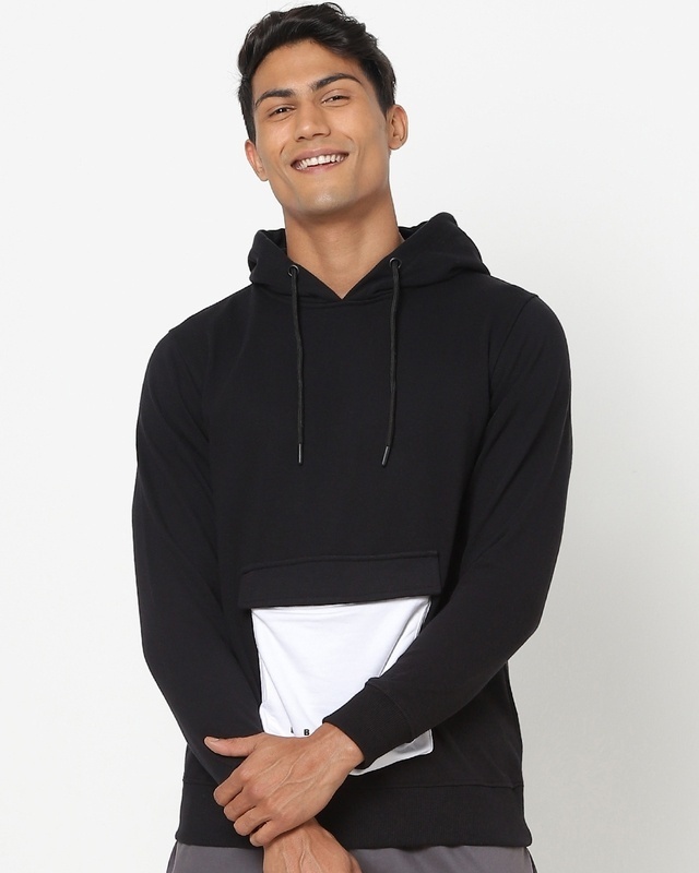 Shop Men's Black My Bright Side Typography Hoodie-Front
