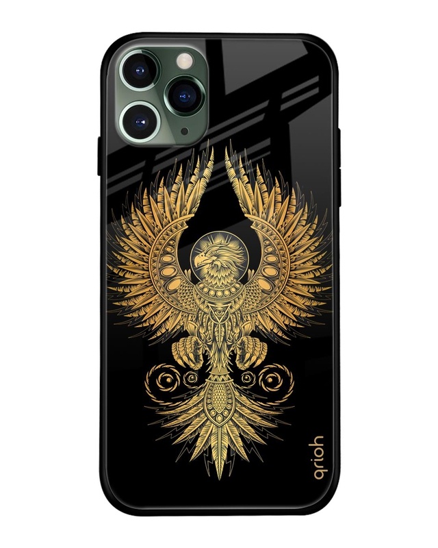 Shop Mythical Phoenix Art Printed Premium Glass Cover For iPhone 11 Pro (Impact Resistant, Matte Finish)-Front