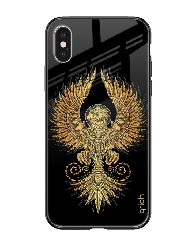 Shop Mythical Phoenix Art Printed Premium Glass Cover For iPhone XS (Impact Resistant, Matte Finish)-Front