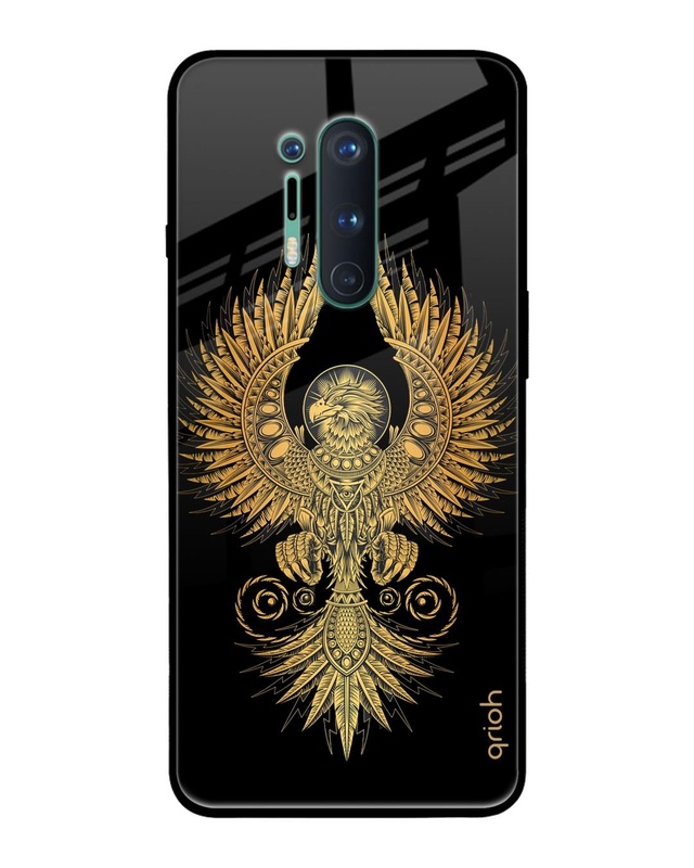 Shop Mythical Phoenix Art Printed Premium Glass Cover For OnePlus 8 Pro (Impact Resistant, Matte Finish)-Front